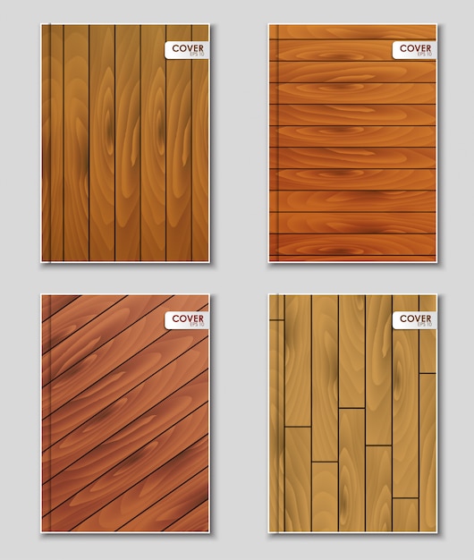 Set of covers with wooden texture