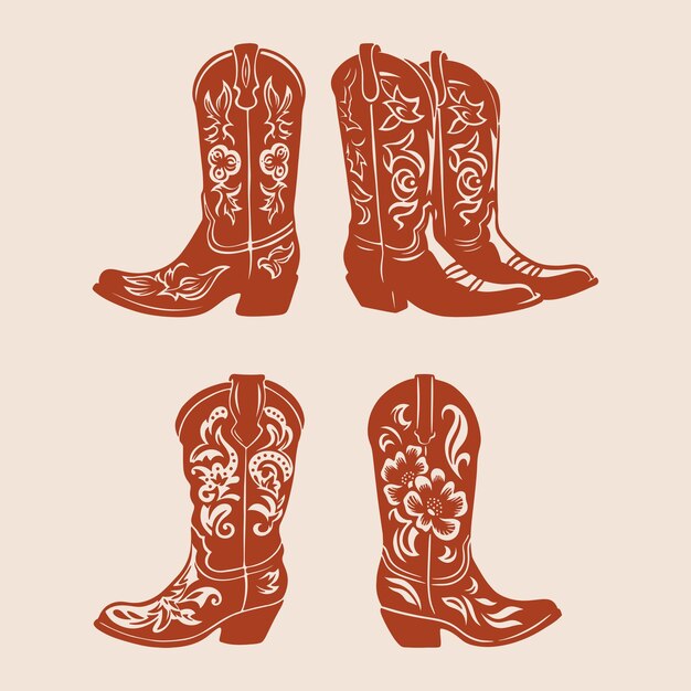 Vector set of cowboy boot vector