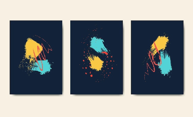 Set of creative abstract hand painted illustration poster