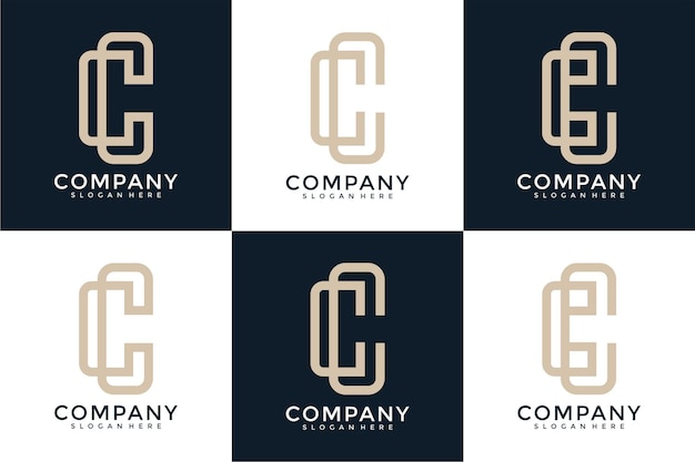 set of creative abstract letter cc logo design collection