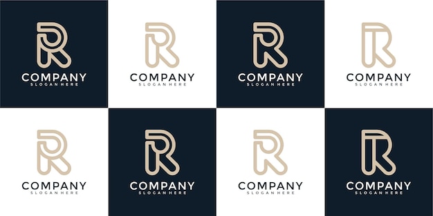 Set of creative abstract letter r logo design collection