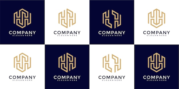 set of creative abstract monogram letter h logo design inspiration