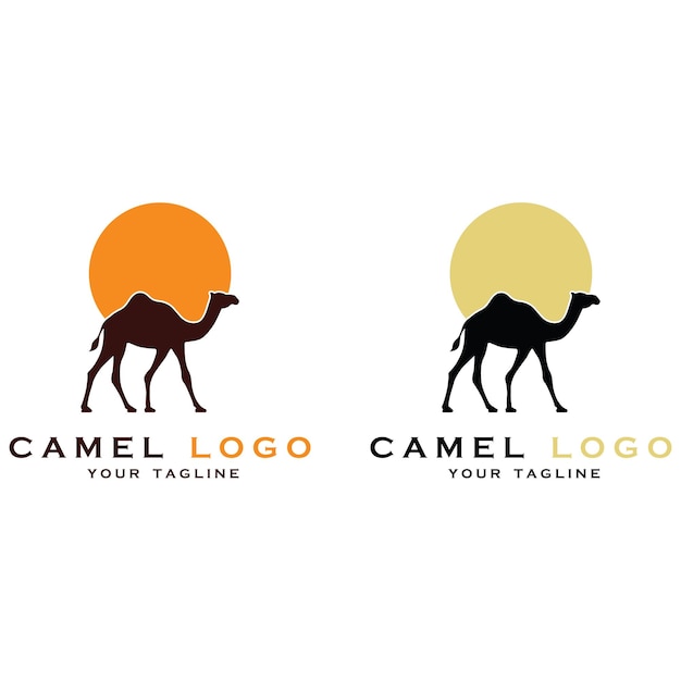 set of creative camel logo with slogan template