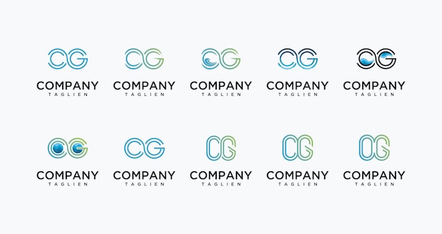 Set of creative CG or GC monogram letter logo design templatesLogos can be used to build a company