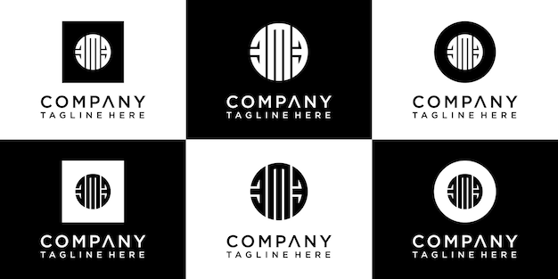 set of creative circle monogram  logo design