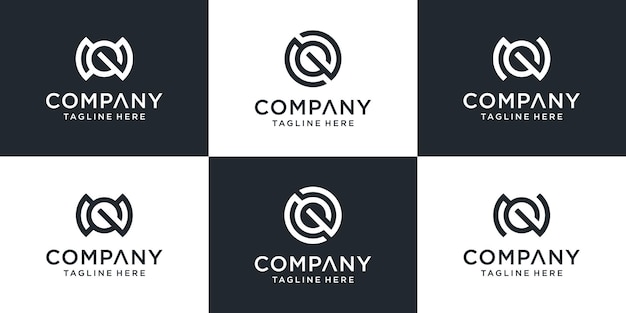 Set creative collection monogram letter ng logo design template.