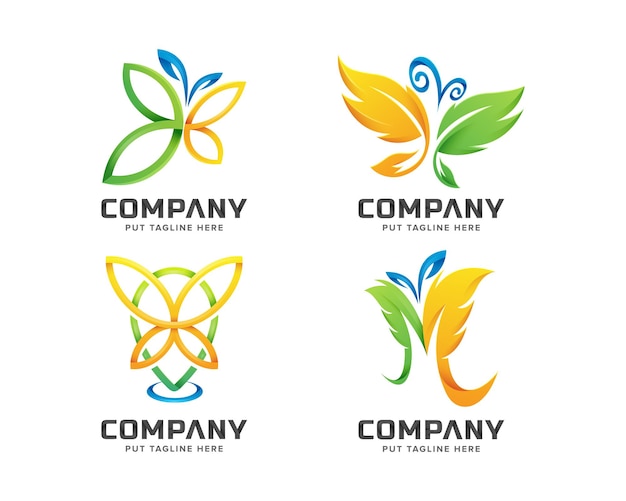 Set of creative colorful butterfly logo template