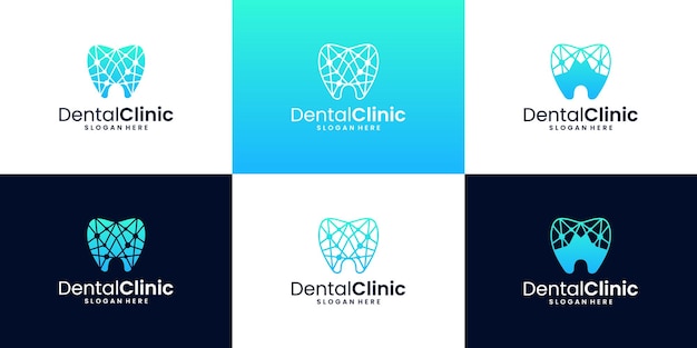 Set of creative dental clinic logo design tooth symbol concept dentistry logo template