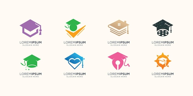 Set of creative education logo template toga people success collection collage inspiration