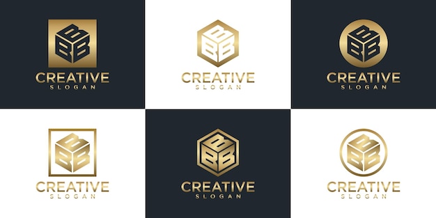 Set of creative gold monogram logo design