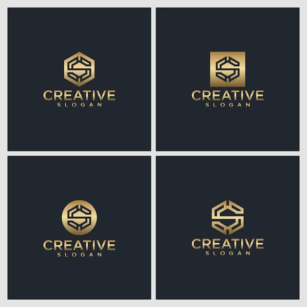 Set of creative gold monogram logo design