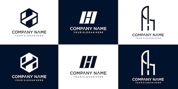 set of creative h letter vector logo design template premium