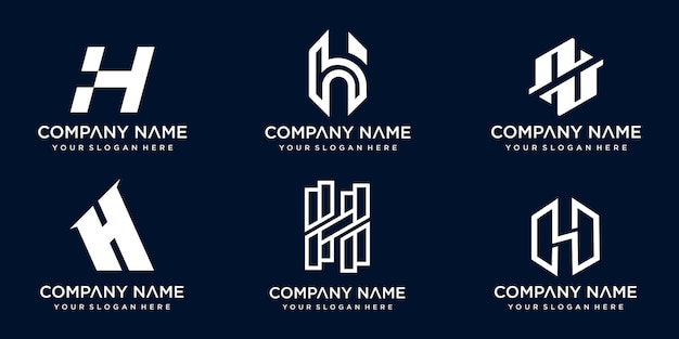 set of creative h letter vector logo design template premium