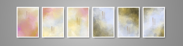 Set of creative hand painted abstract watercolor background. Design for your cover, date, postcard,