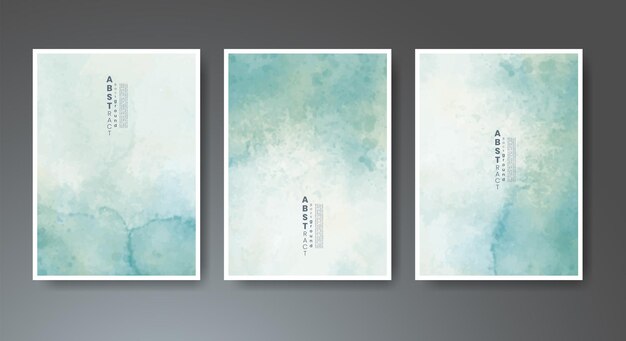 Set of creative hand painted abstract watercolor background Design for your cover date postcard