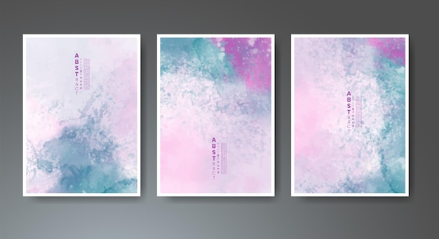 Set of creative hand painted abstract watercolor background Design for your cover date postcard