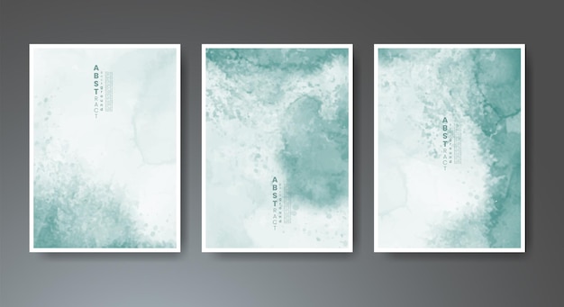 Set of creative hand painted abstract watercolor background Design for your cover date postcard