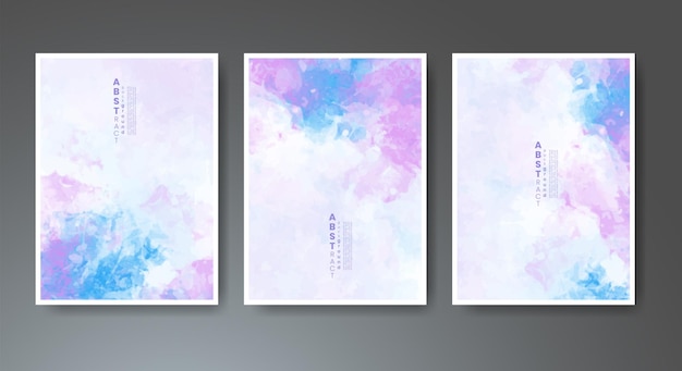 Set of creative hand painted abstract watercolor background Design for your cover date postcard