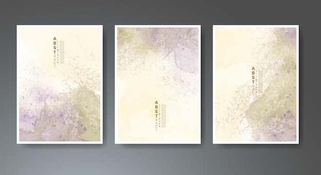 Set of creative hand painted abstract watercolor background Design for your cover date postcard