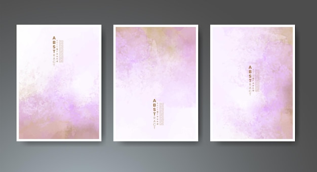 Set of creative hand painted abstract watercolor background Design for your cover date postcard