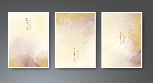 Set of creative hand painted abstract watercolor background Design for your cover date postcard