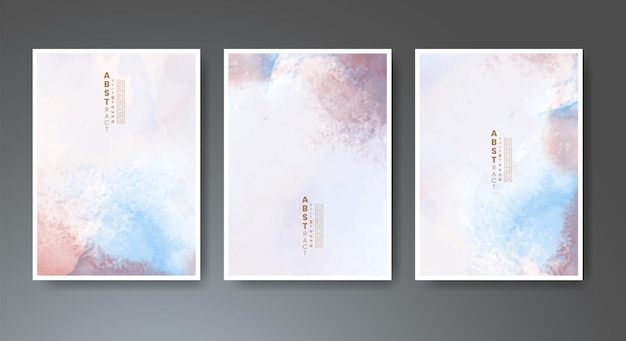 Set of creative hand painted abstract watercolor background Design for your cover date postcard