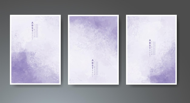 Set of creative hand painted abstract watercolor background Design for your cover date postcard