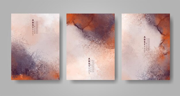 Set of creative hand painted abstract watercolor background Design for your cover date postcard