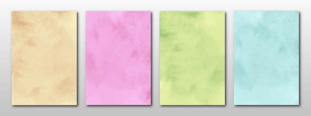 Set of creative hand painted abstract watercolor background.