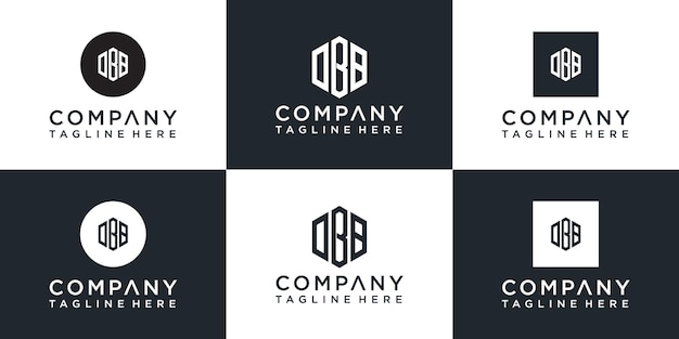 Set of creative hexagon monogram logo design