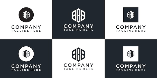 Set of creative hexagon monogram logo design