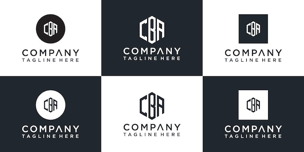 Set of creative hexagon monogram logo design