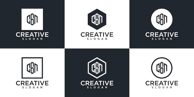 Set of creative hexagon monogram logo design