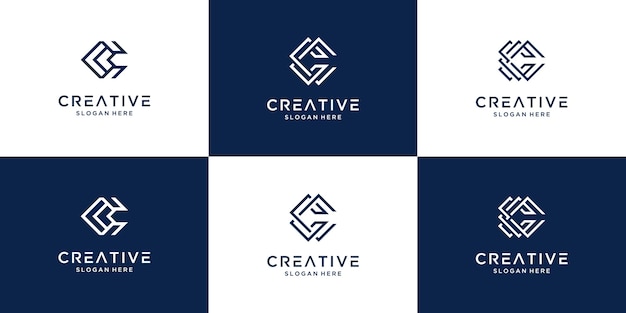 Set of creative initial letter c logo design collection.