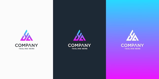 Set of creative letter aa logo design template premium