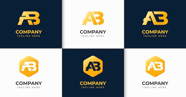 Set of creative letter A B logo design template collection