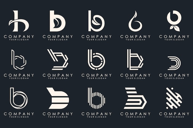 Set of creative letter b logo vector design bundle inspiration