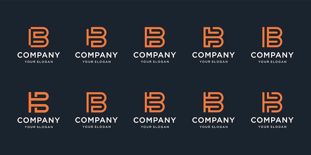 Set of creative letter b logo with abstract  logo template