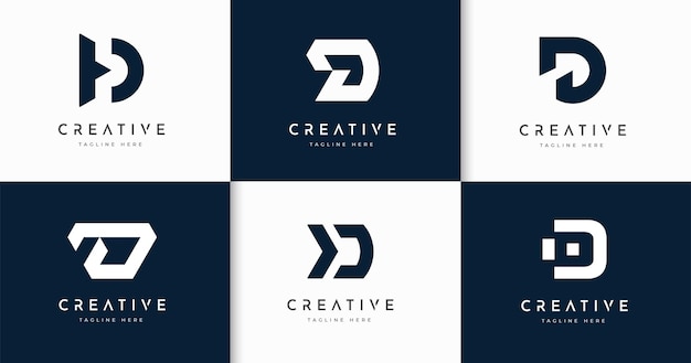 Set of creative letter D monogram style logo design template