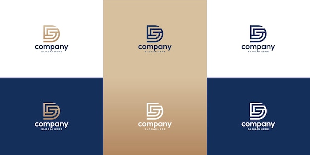 Set of creative letter D S logo template geometric symbol for financial marketing consulting