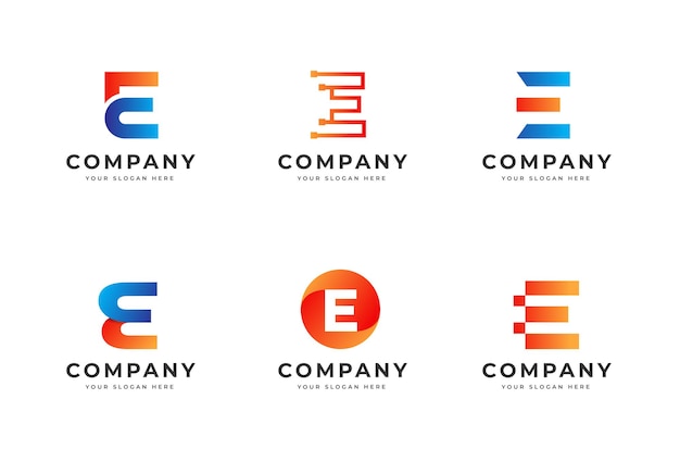 Set of creative letter E logo design template collection