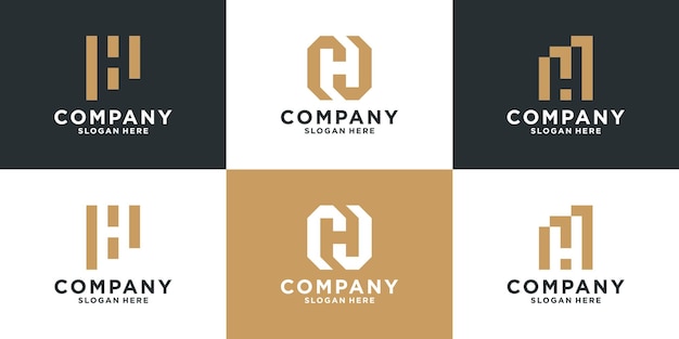 Set of creative letter h logo template. Geometric symbol for financial, marketing, consulting.