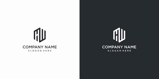 set of creative letter hw logo desidn template