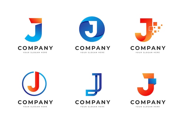 Set of creative letter J logo design template collection