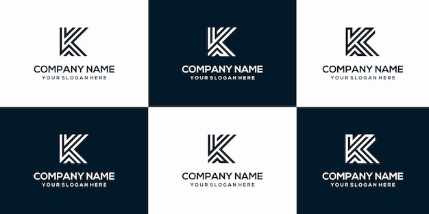 Set of creative letter k logo design template