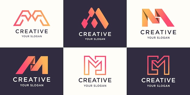 set of creative letter M logo design