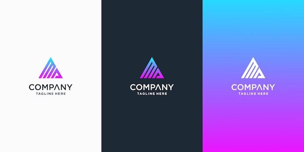 set of creative letter ma logo design template premium