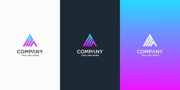 set of creative letter ma logo design template premium