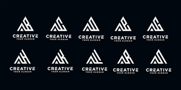 Set of creative letter a monogram abstract logo design template