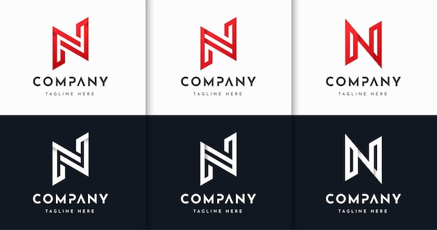 Set of creative letter monogram style logo design template